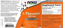 Label for L-Theanine 100 mg