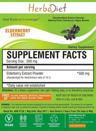 Label for Elderberry Extract