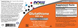 Label for Glutathione 500 mg