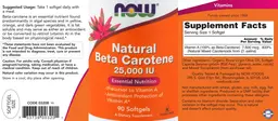 Label for Natural Beta Carotene 25,000 IU