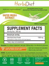 Label for Safed Musli Extract