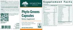Label for Phyto Greens Capsules