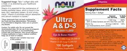 Label for Ultra A & D-3 25,000 IU/1,000 IU