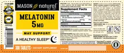 Label for Melatonin 5 mg