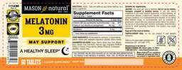 Label for Melatonin 3 mg