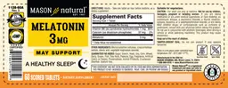 Label for Melatonin 3 mg