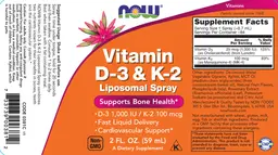 Label for Vitamin D-3 & K-2 Liposomal Spray