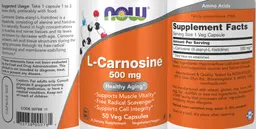 Label for L-Carnosine 500 mg