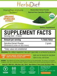 Label for Organic Spirulina Extract