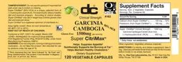Label for Garcinia Cambogia 1500 mg per serving