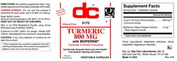 Label for Turmeric 800 mg