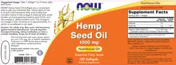 Label for Hemp Seed Oil 1000 mg