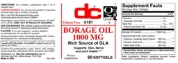 Label for Borage Oil 1000 mg