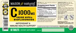 Label for C 1000 mg + Rose Hips & Bioflavonoids