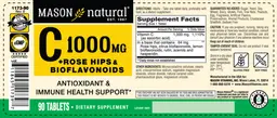 Label for C 1000 mg + Rose Hips & Bioflavonoids