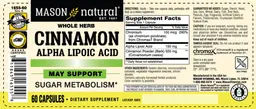 Label for Cinnamon Alpha Lipoic Acid