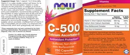 Label for C-500 Calcium Ascorbate-C