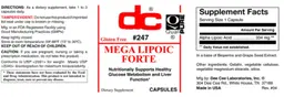 Label for Mega Lipoic Forte