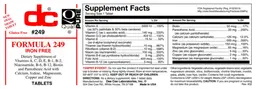 Label for Formula 249 Iron Free