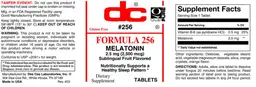 Label for Formula 256 Melatonin 2.5 mg (2,500 mcg) Sublingual Fruit Flavored