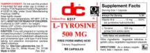 Label for L-Tyrosine 500 mg