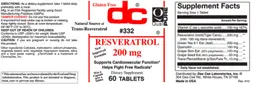 Label for Resveratrol 200 mg
