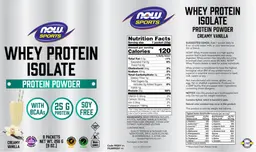 Label for Whey Protein Isolate Creamy Vanilla