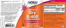 Label for Vegetarian Dry E-400 d-alpha Tocopherol