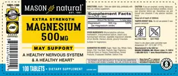 Label for Extra Strength Magnesium 500 mg