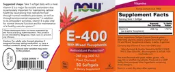 Label for E-400 With Mixed Tocopherols