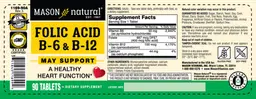 Label for Folic Acid B6 & B12