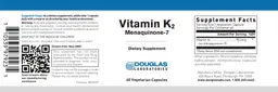 Label for Vitamin K2 Menaquinone-7