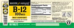Label for B-12 100 mcg