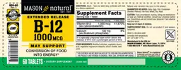 Label for Extended Release B-12 1000 mcg