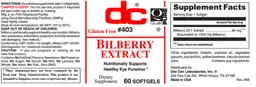 Label for Bilberry Extract