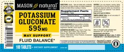 Label for Potassium Gluconate 595 mg