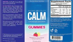 Label for CALM Gummies Raspberry-Lemon Flavor
