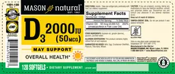 Label for D3 2000 IU (50 mcg)