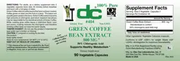 Label for Green Coffee Bean Extract 800 mg