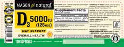 Label for D3 5000 IU (125 mcg)