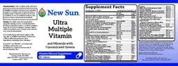 Label for Ultra Multiple Vitamin