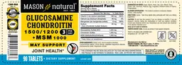 Label for Glucosamine Chondroitin 1500/1200 + MSM 1000