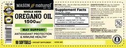 Label for Oregano Oil 1500 mg