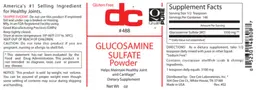 Label for Glucosamine Sulfate Powder