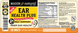 Label for Ear Health Plus