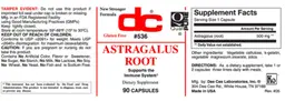Label for Astragalus Root