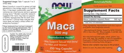 Label for Maca 500 mg