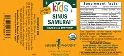 Label for Kids Sinus Samurai Alcohol Free