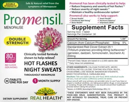 Label for Promensil Menopause Double Strength