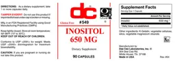 Label for Inositol 650 mg